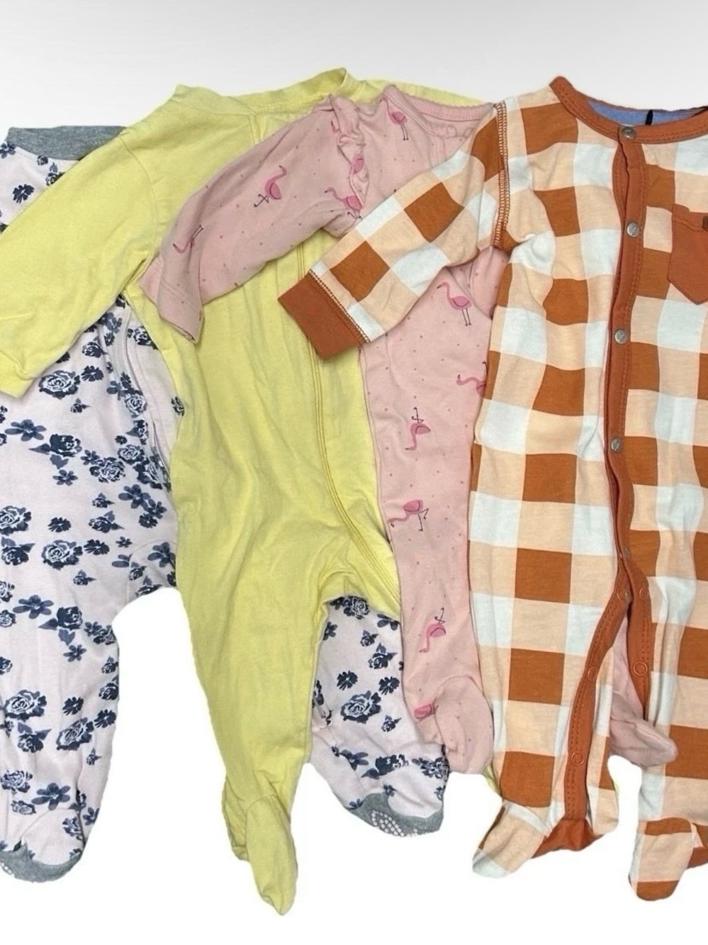 Lot Of 4 Baby Girl Footie Pajamas Size 0-3 Months